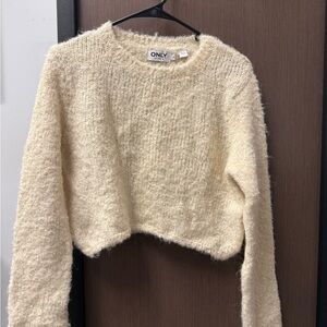 ONLY Cropped Women's Soft Cream Knit Sweater